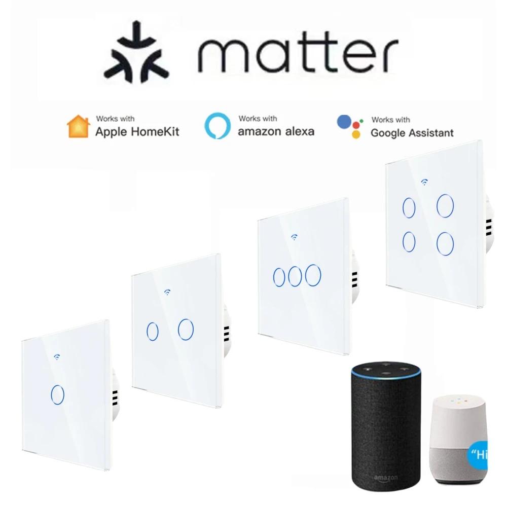 Matter WiFi Ʈ ġ  ġ, EU ÷, Ʈ Ȩ  г ġ, Homekit SmartThings Alexa Բ ۵, 1, 2, 3/4 Gang